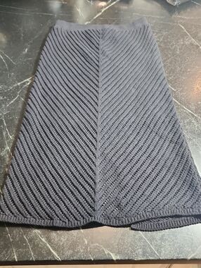 Simply Vera Vera Wang Pull On Black Knit Crochet Midi Skirt Lined XS